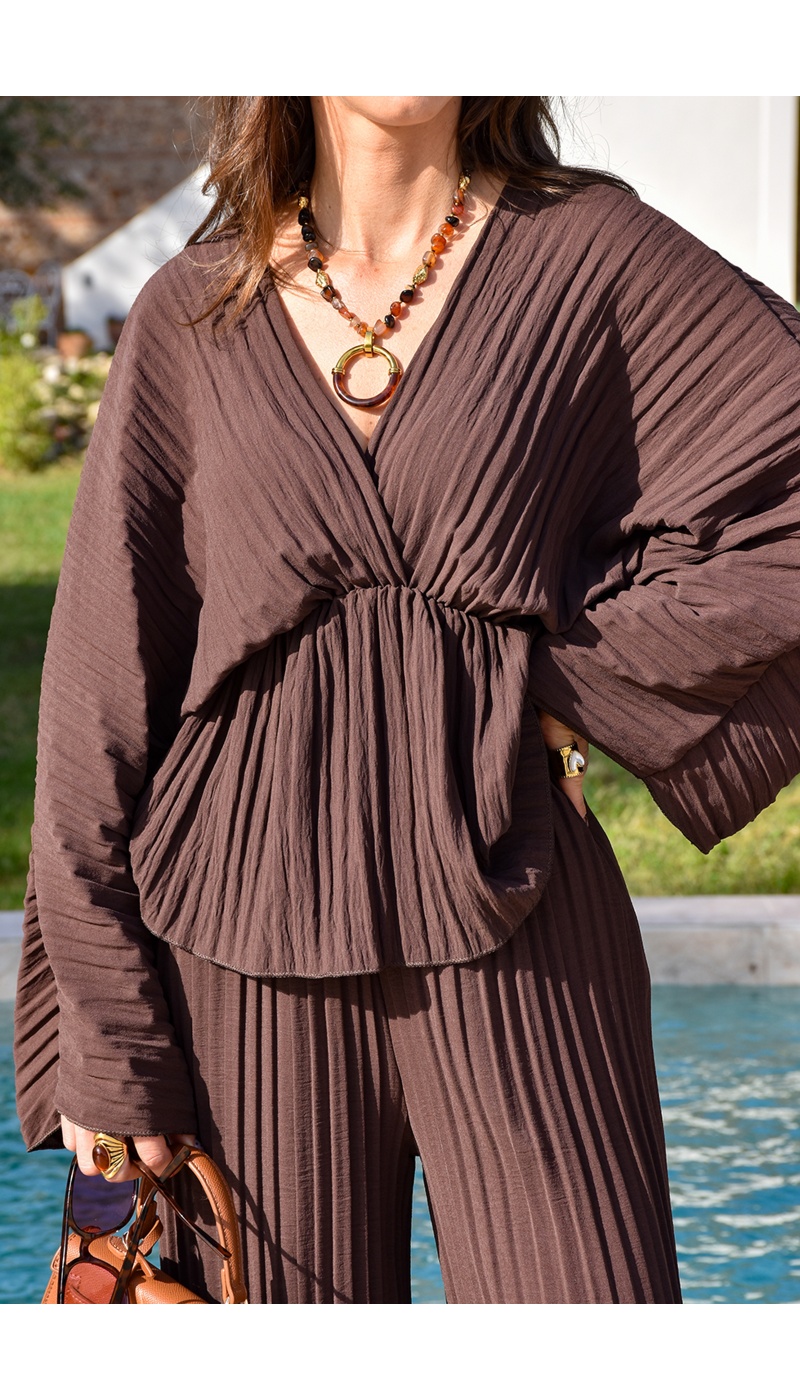 Ensemble Plissé Marron ALYA