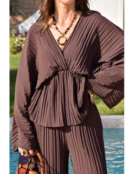 Ensemble Plissé Marron ALYA