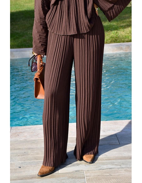 Ensemble Plissé Marron ALYA