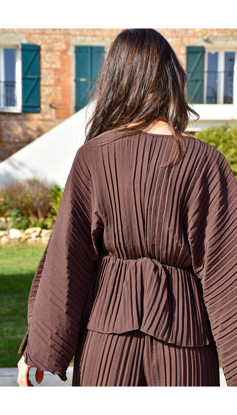 Ensemble Plissé Marron ALYA