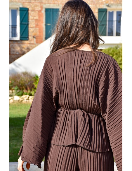 Ensemble Plissé Marron ALYA