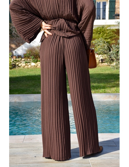 Ensemble Plissé Marron ALYA