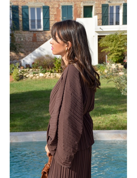 Ensemble Plissé Marron ALYA