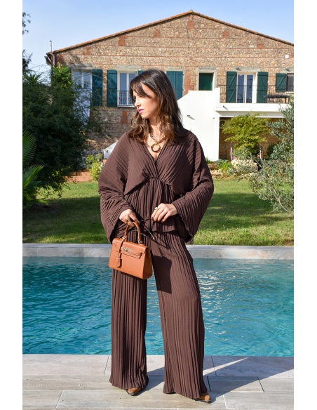 Ensemble Plissé Marron ALYA