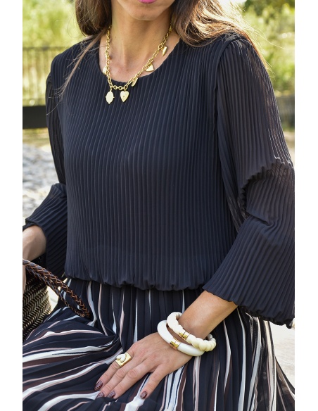 Robe Plissée Noire ANGELE