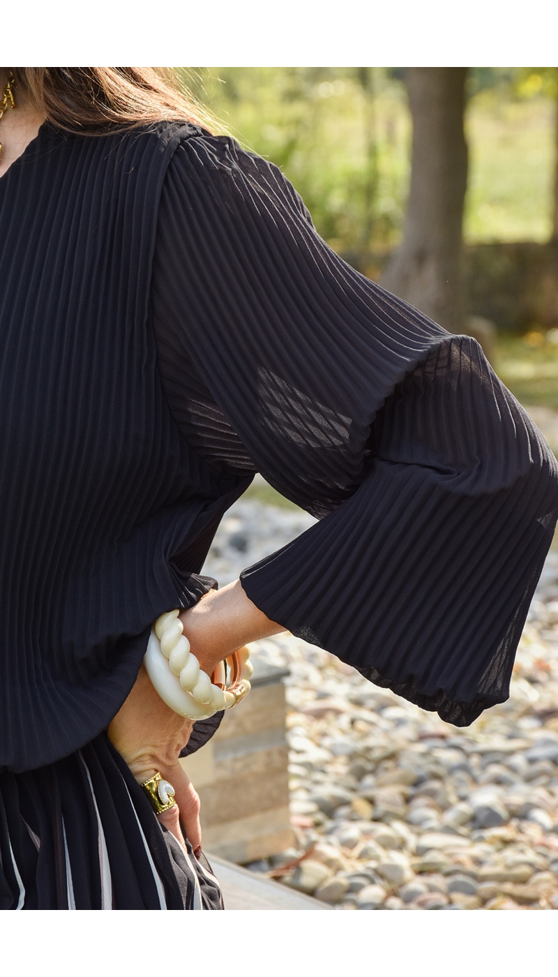 Robe Plissée Noire ANGELE