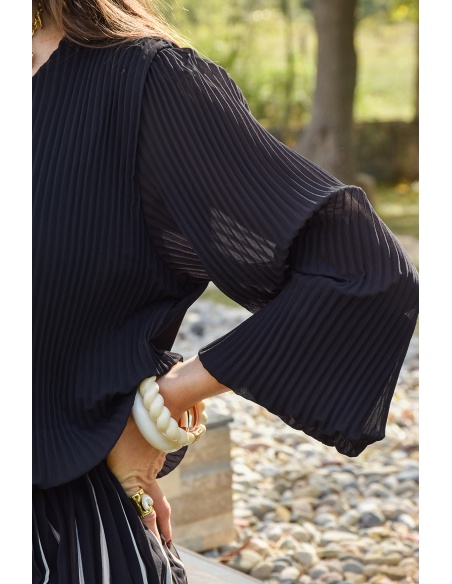 Robe Plissée Noire ANGELE