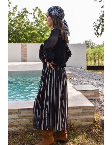 Robe Plissée Noire ANGELE