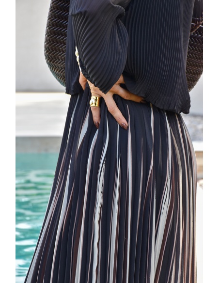 Robe Plissée Noire ANGELE