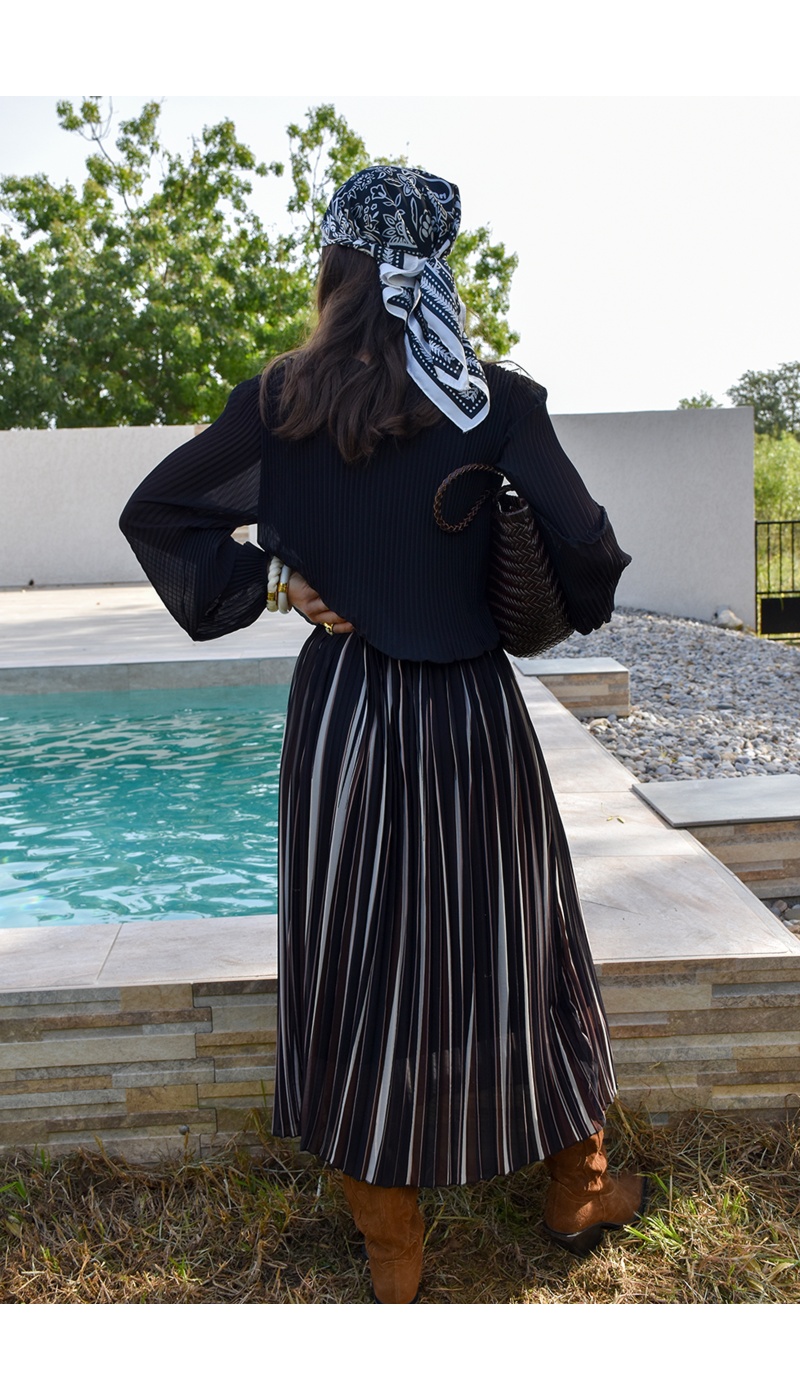 Robe Plissée Noire ANGELE