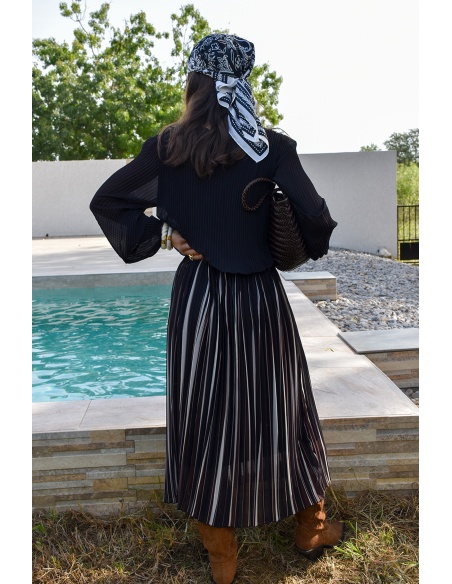 Robe Plissée Noire ANGELE