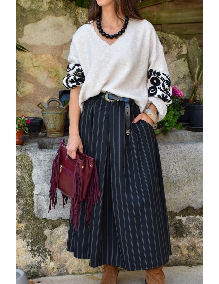 Jupe Rayée Noire JULIANA