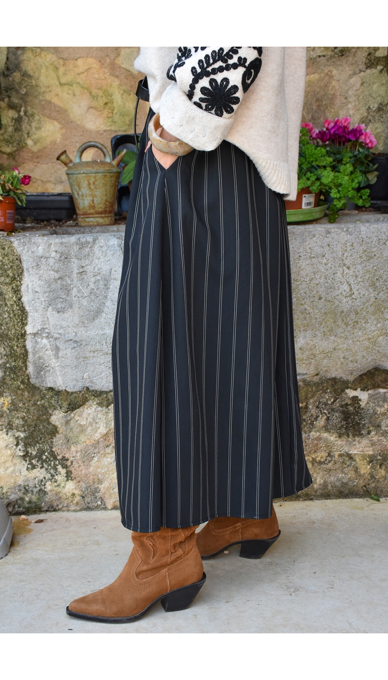 Jupe Rayée Noire JULIANA