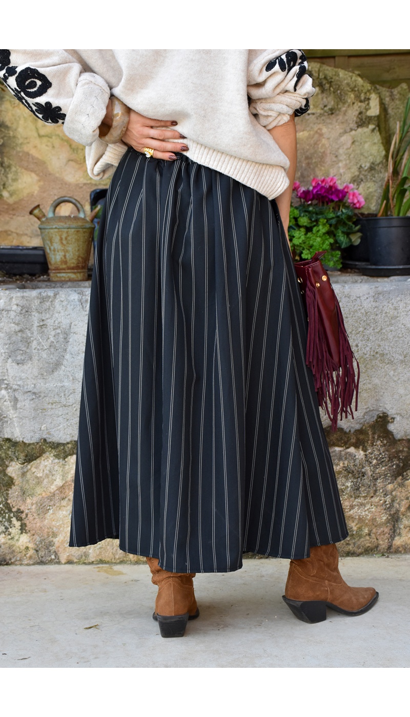 Jupe Rayée Noire JULIANA
