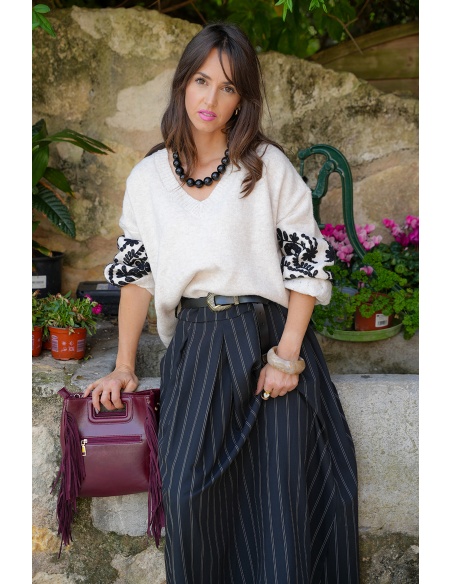 Jupe Rayée Noire JULIANA