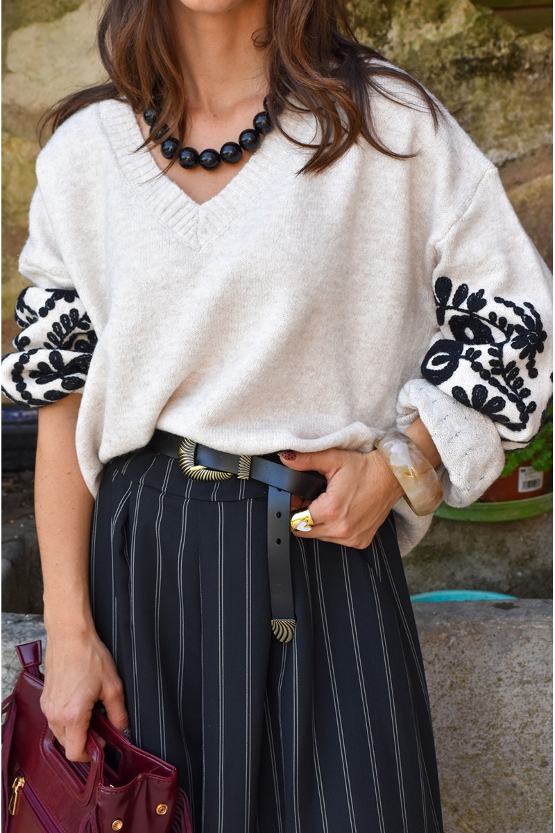 JS MILLENIUM BRODE NOIR PULL FEMME 2