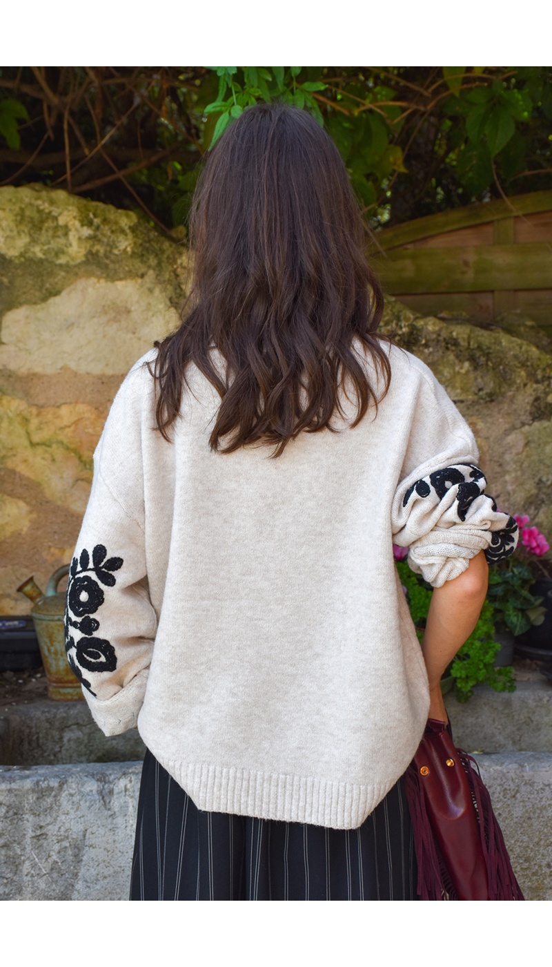 Pull Brodé Ecru EMMA