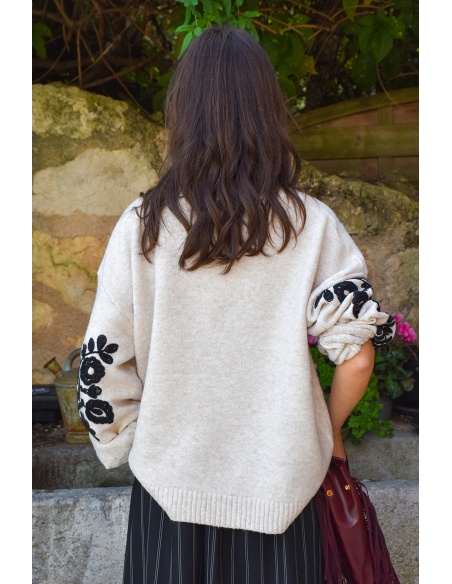 Pull Brodé Ecru EMMA
