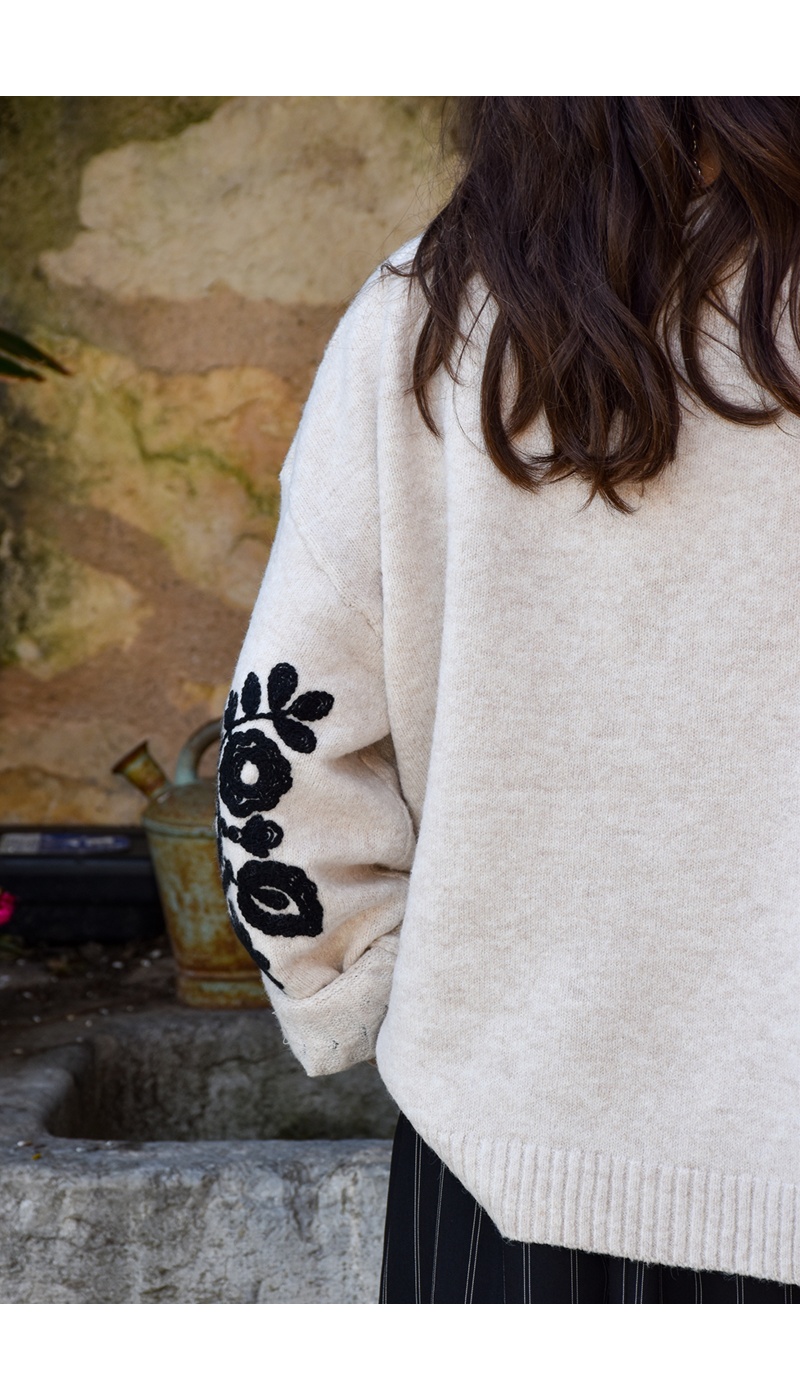 Pull Brodé Ecru EMMA