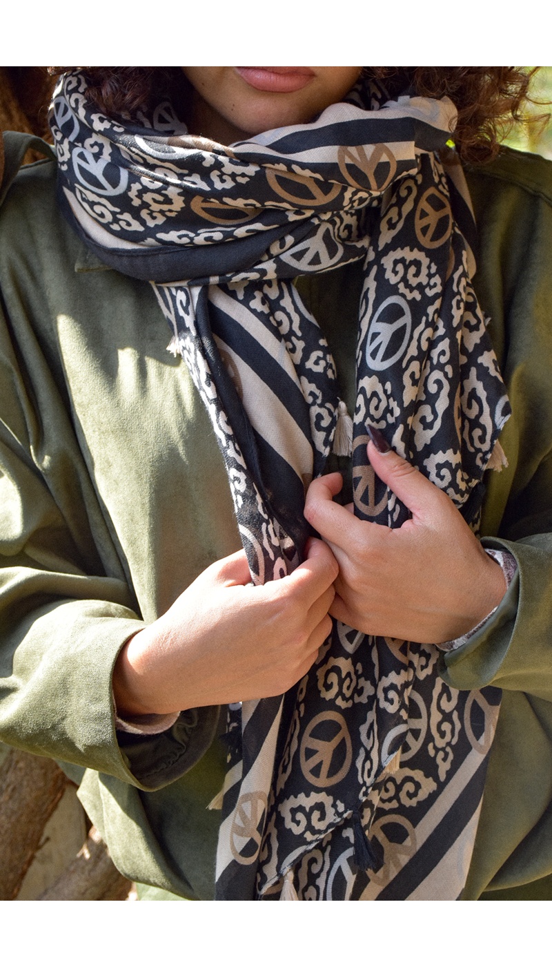 Foulard Imprimé Noir PEACE
