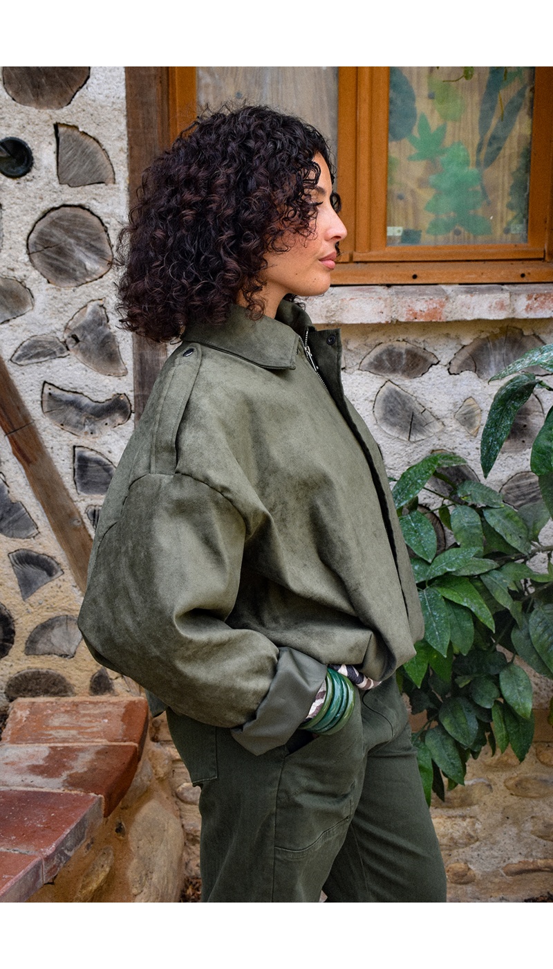 Veste Suédine Kaki NINA