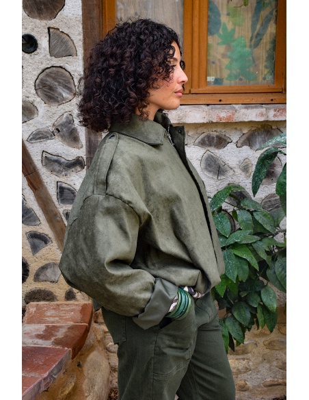 Veste Suédine Kaki NINA