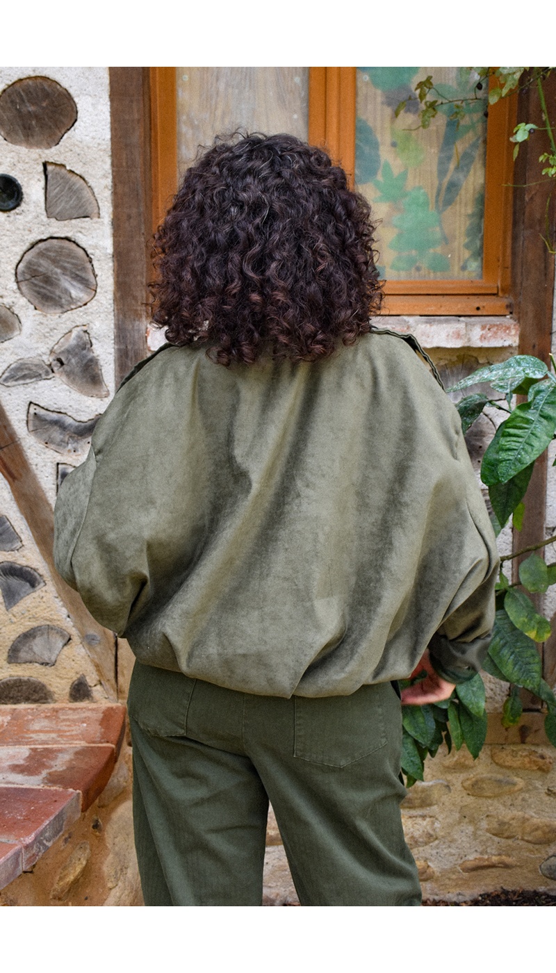 Veste Suédine Kaki NINA