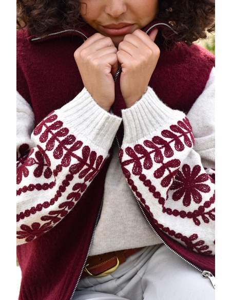 Pull Brodé Ecru EMMA