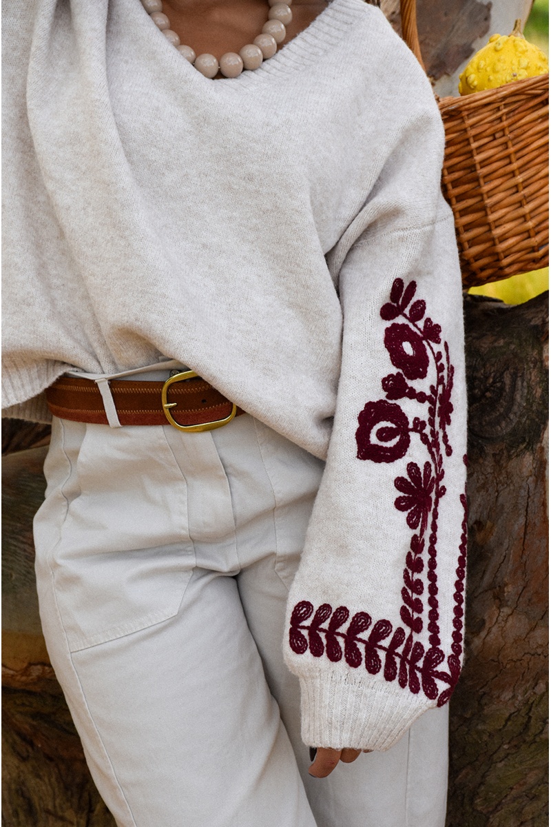 Pull Brodé Ecru EMMA 2
