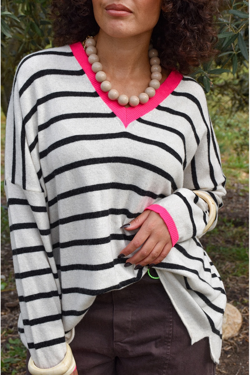 Pull Rayé Rose Banditas TRUDI