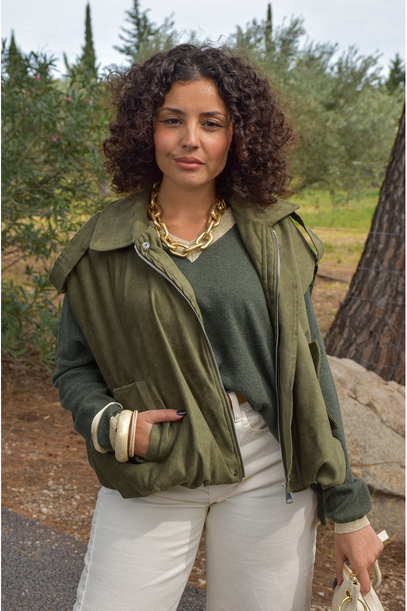 Veste Suédine Kaki JEANNE