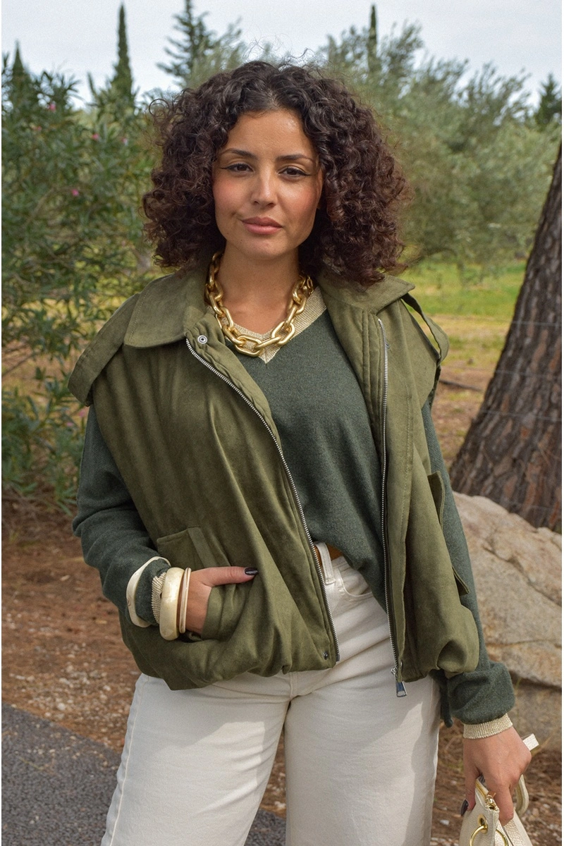 Veste Suédine Kaki JEANNE