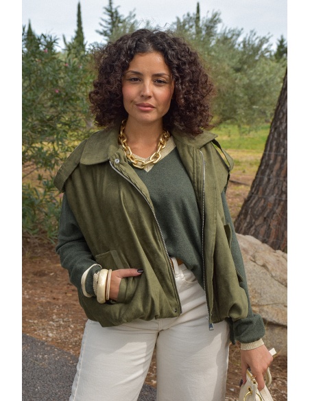 Veste Suédine Kaki JEANNE