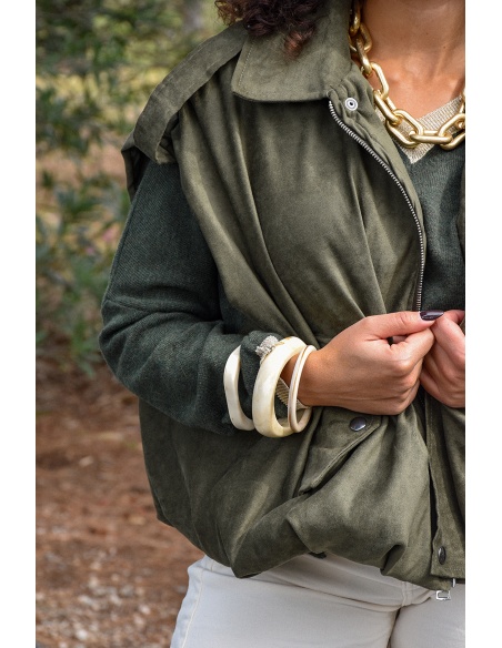 Veste Suédine Kaki JEANNE