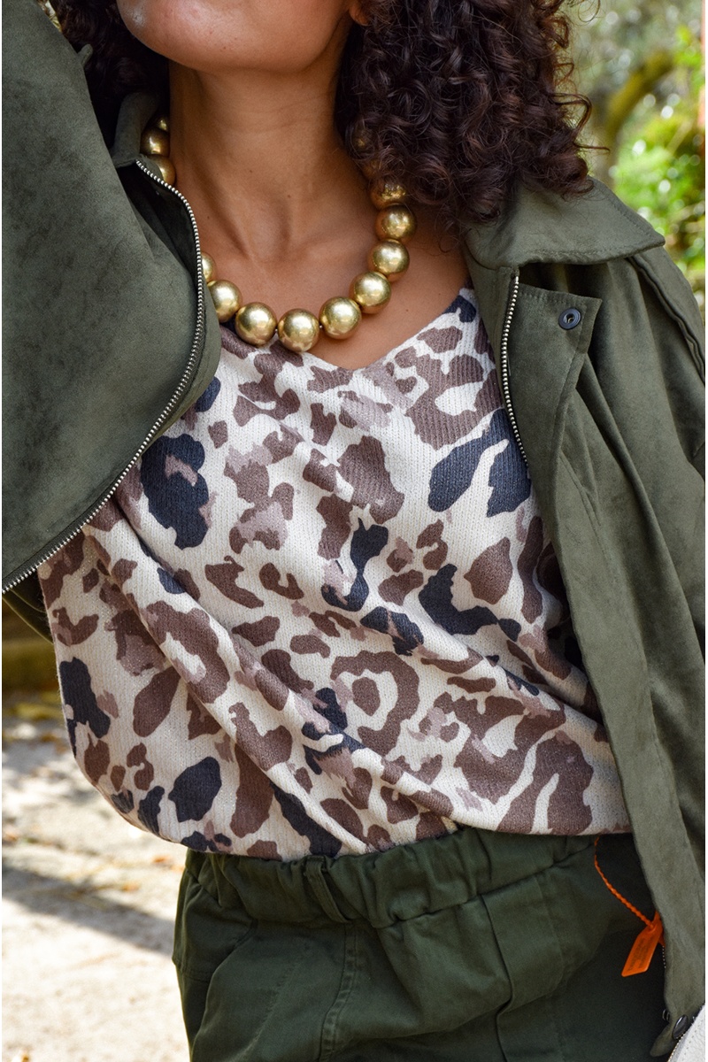 ikoone and blanka LEOPAR ECRU PULL FEMME 2