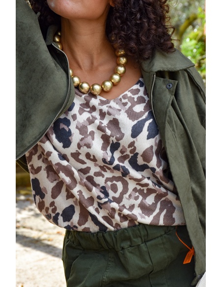 ikoone and blanka LEOPAR ECRU PULL FEMME