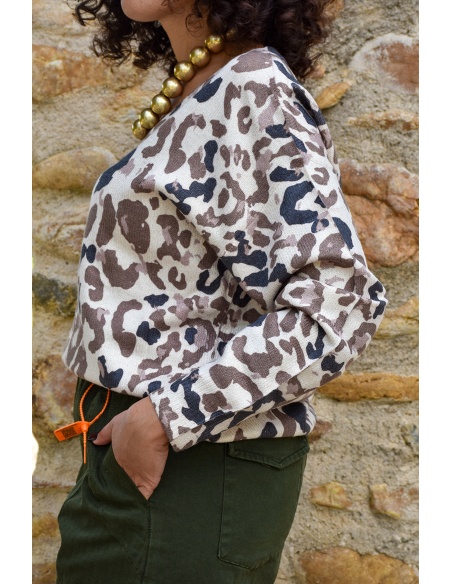 ikoone and blanka LEOPAR ECRU PULL FEMME