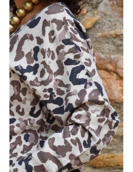 ikoone and blanka LEOPAR ECRU PULL FEMME