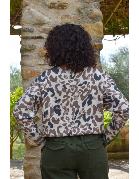 ikoone and blanka LEOPAR ECRU PULL FEMME
