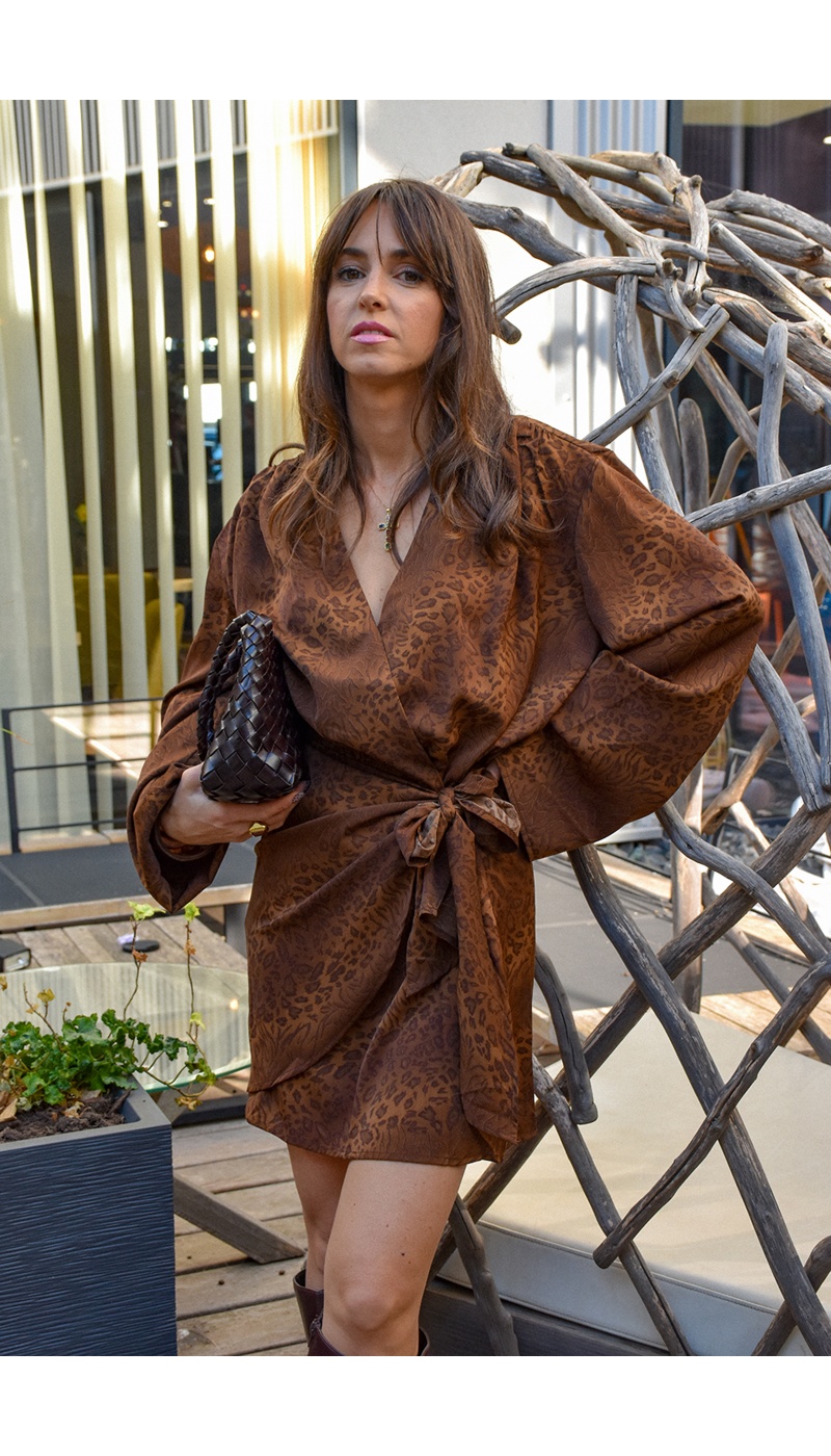 IVIVI LEOPAR CAMEL ROBES FEMME