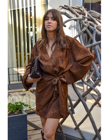 IVIVI LEOPAR CAMEL ROBES FEMME