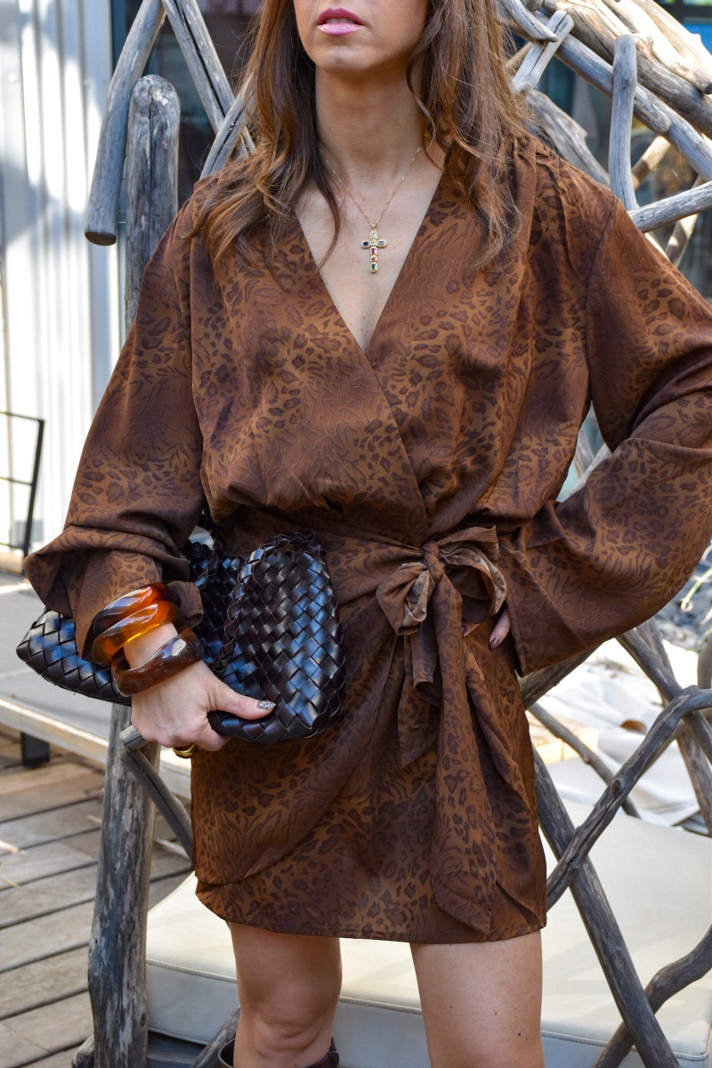 IVIVI LEOPAR CAMEL ROBES FEMME