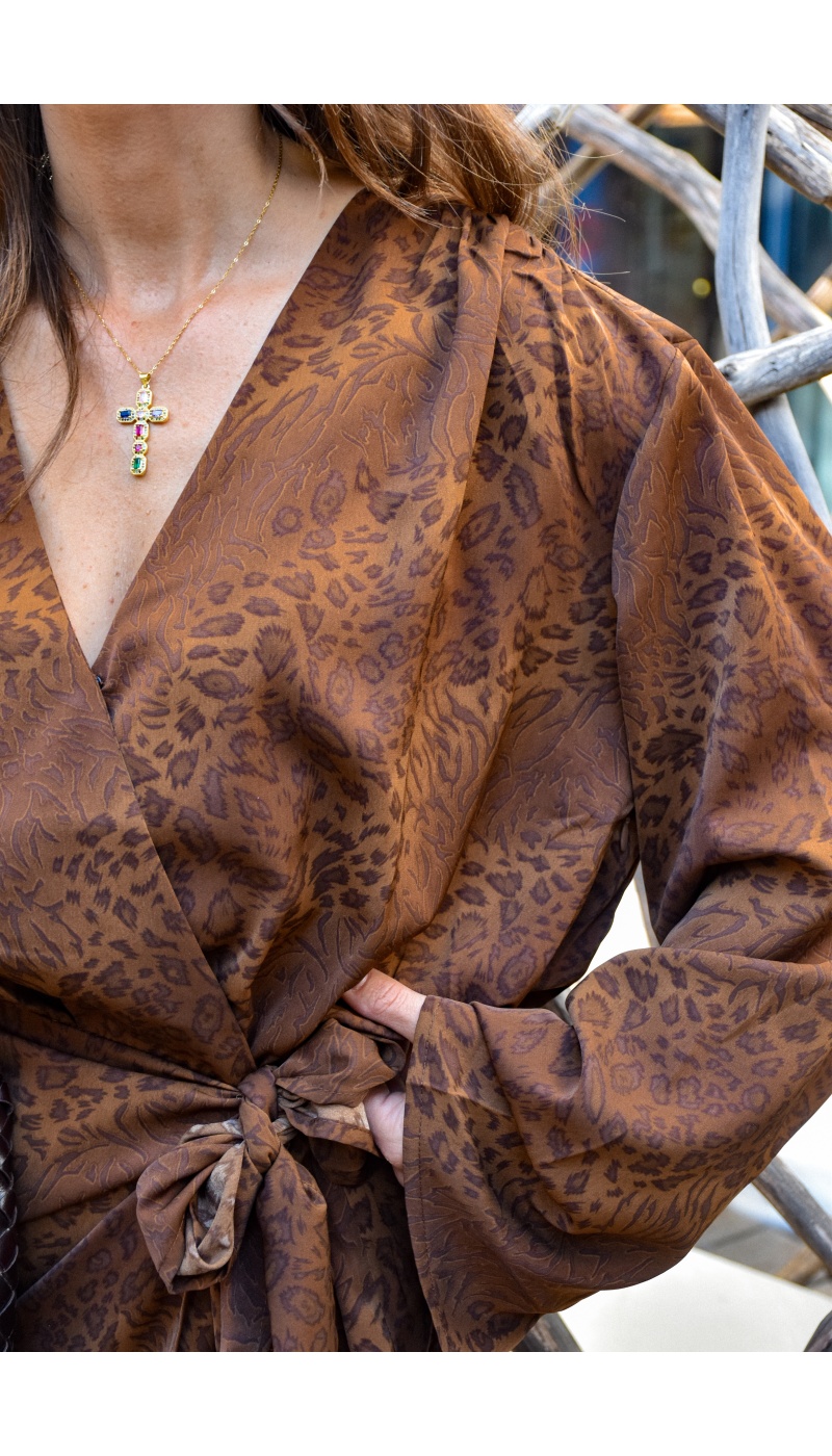 IVIVI LEOPAR CAMEL ROBES FEMME