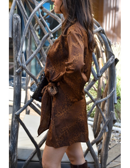 IVIVI LEOPAR CAMEL ROBES FEMME