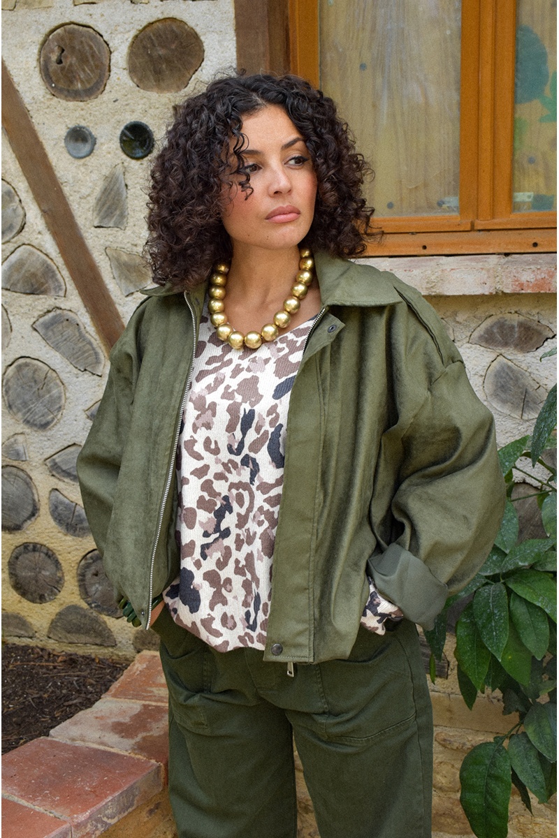 Veste Suédine Kaki NINA