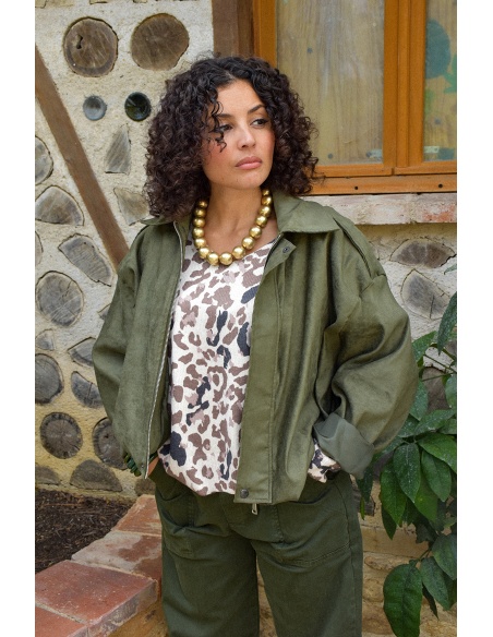 Veste Suédine Kaki NINA