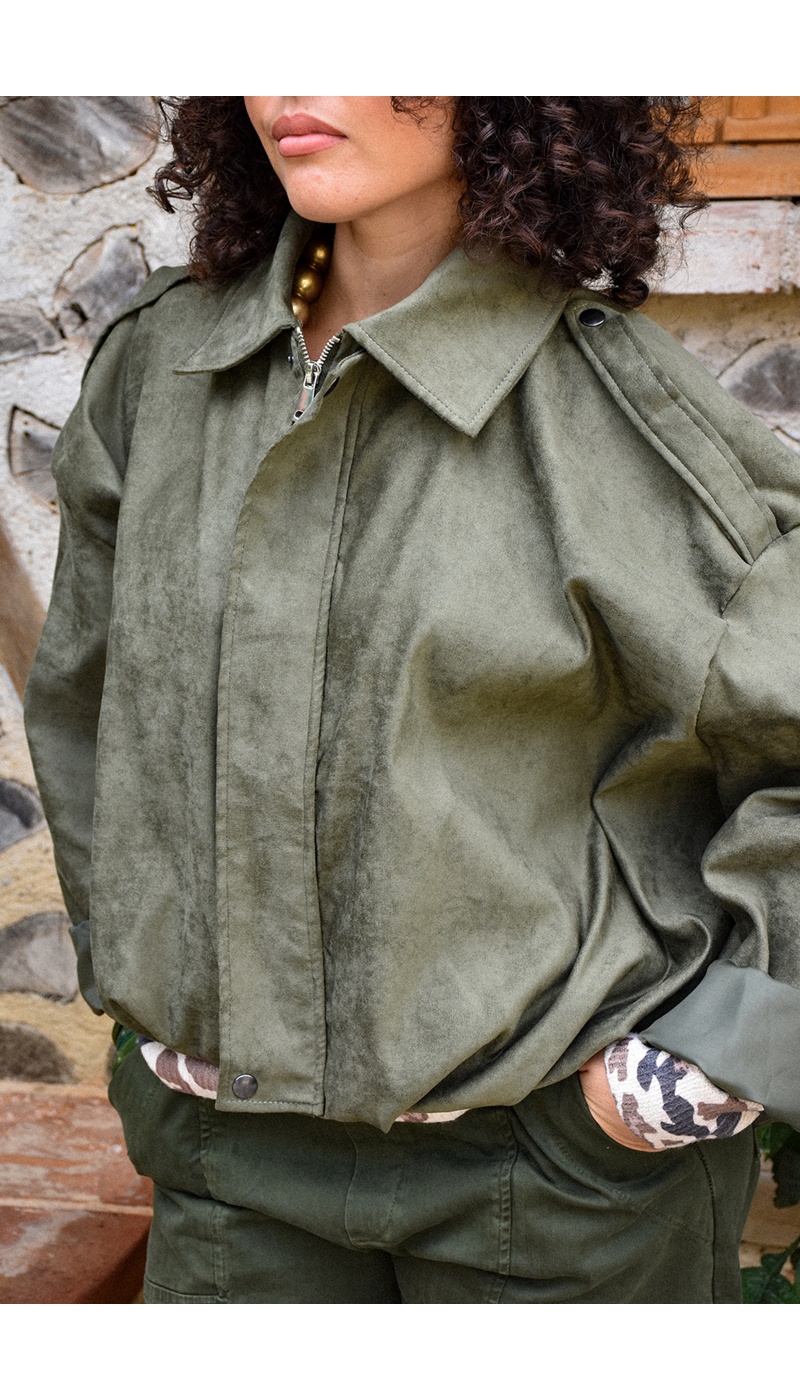 Veste Suédine Kaki NINA