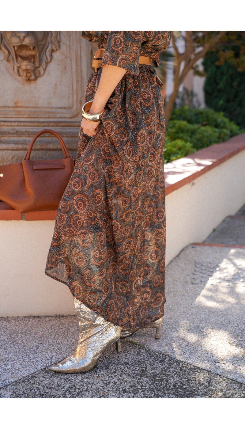 il in april 1986 sas idk IMPRI MARRON ROBES FEMME