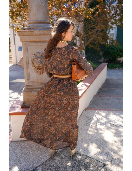 Robe Imprimée Marron ELEANOR