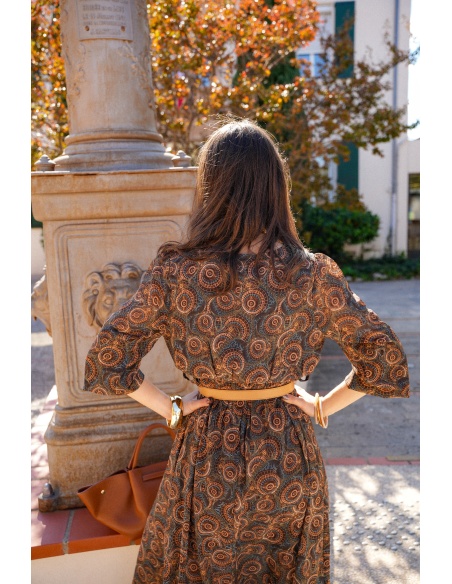 Robe Imprimée Marron ELEANOR